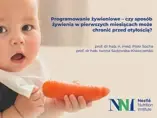 Programowanie żywieniowe dziecko z marchewką w rękach oraz tytuł wykładu