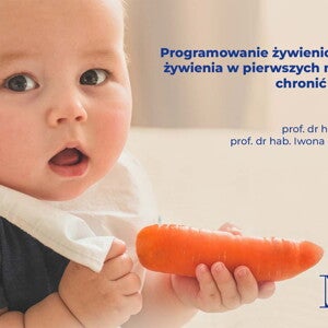 dziecko z marchewką w rękach oraz tytuł wykładu